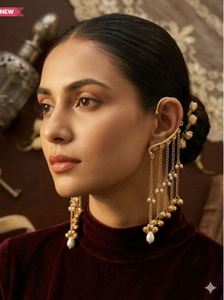 Pendientes de Aro Bohemios de Aleación Chapados en Oro con Diseño de Flores y Perlas de Imitación para Mujer, Ideales para Bodas y Fiestas - Product Image 4