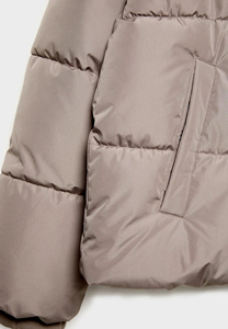 <b>Women's</b> <b>Beige</b> Hooded Down Coat Full Sleeve Zipper Closure Winter Warm Casual Style Solid Color Short Length - Product Image 4