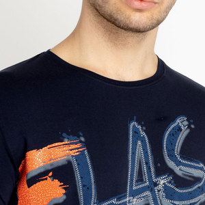 T-shirt décontracté noir à manches courtes et col rond pour homme, avec logo sérigraphié sur le devant, en jersey 100 % coton respirant, poids du tissu 220 g - Product Image 5