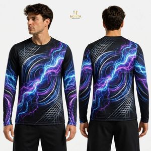 Camiseta Deportiva de Manga Larga con Cuello Redondo, Estampado Abstracto Marrón y Negro, Sublimación, 100% Poliéster, Secado Rápido - Product Image 5