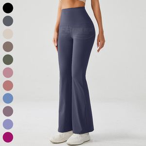 Leggings de sport évasés taille haute durables, couleur unie, avec fermeture élastique à la taille, OEM - Product Image 6