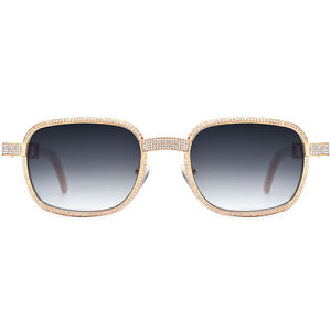 Gafas de Sol Rectangulares de Lujo con Montura Completa, Lentes Degradadas con Detalles de Cristal, Unisex, 100% Protección UV, para Adultos - Product Image 1