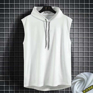 Custom Plain High Quality Cotton Workout Washed Hooded Tank Tops Bodybuilding Muscle Cutout T Shirt <b>Sleeveless</b> Gym <b>Hoodies</b> <b>Men</b> - Product Image 4