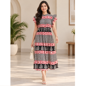 Most Selling Cotton Maxi <b>Dress</b> for Women Fancy Floral Printed Bulk Boho <b>Dress</b> Fit and Flare <b>Dress</b> Wholesale India Export - Product Image 1