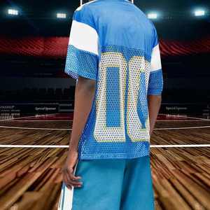 Custom Printed <b>Short</b> Sleeve American Football Jersey <b>Mesh</b> Polyester Streetwear with Moisture-Wicking & Breathable Features - Product Image 2