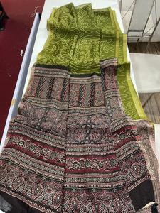 Sari indio de diseño exclusivo para bodas y fiestas, vestido tradicional indio, sari con estampado digital en lino, ropa étnica, lo último en exclusivas. - Product Image 1