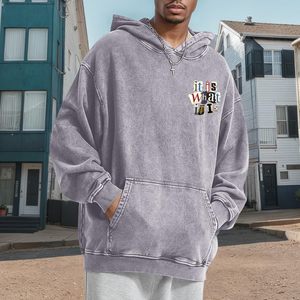Sudaderas con Capucha Estilo Acid Wash para Hombre, 100% Algodón, Diseño Gráfico Vintage, Estilo Urbano Holgado, Sudadera con Capucha, Hip-Hop, Gótico, Unisex - Product Image 2