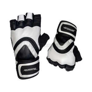 Guantes de Levantamiento de Pesas para Hombre, Color Negro y Blanco, Medios Dedos, con Soporte para Muñeca, para Entrenamiento de Fuerza, Guantes de Gimnasio Personalizados - Product Image 2
