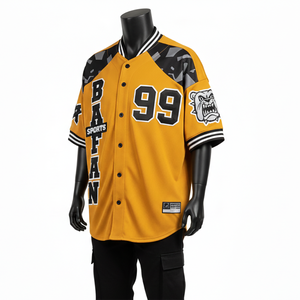 Camiseta 100% algodón para hombre, corte holgado, estampada, estilo deportivo, tipo jersey de béisbol, transpirable, con paneles de malla de poliéster y parche bordado. - Product Image 4