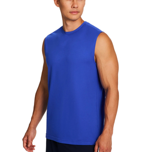 Running <b>Singlet</b> Quick Dry Oversized Sports Gym Muscle Tee Sleeveless Vest Workout Tank Tops Cotton Spandex Athletic <b>Men</b> Tank Top - Product Image 2