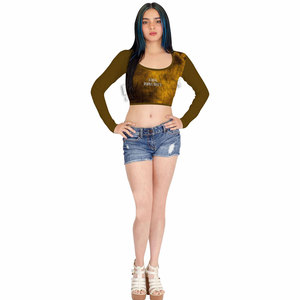 T-shirts courts en coton pour femmes, coupe slim, manches longues, style streetwear, mode décontractée d'été, vente en gros - Product Image 2