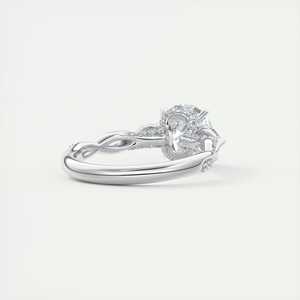 Anillo de compromiso solitario con diamante cultivado en laboratorio de corte redondo de 2.75 quilates, engastado en pavé retorcido, en oro blanco de 14 quilates. - Product Image 4