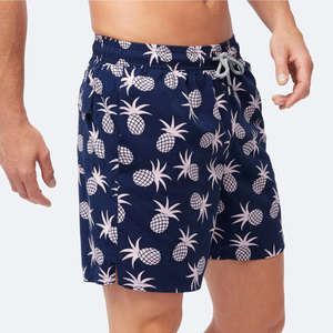 Shorts de Baño para Hombre, Color Azul Marino, Estampado de Piña, Secado Rápido, con Bolsillos, Cintura Media, Cordón Elástico, Estilo Casual - Product Image 5