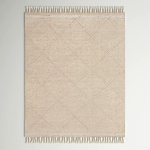Tapis en jute bio fait main, motif géométrique, style scandinave, rectangulaire, pour salon, tissage plat, envers en jute - Product Image 4