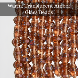 ลูกปัดแก้วทองแดงสีน้ำตาลทำมือจาก EXCEL EXPORTS |   ดีไซน์ลวดลายผสมผสานที่ได้แรงบันดาลใจจากเค้กแต่งงาน |   ความยาวเส้นใย 8 นิ้ว - Product Image 4