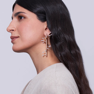 Boucles d'oreilles pendantes plaquées or style bohème avec strass en cristal motif végétal pour femme, bijoux de fête - Product Image 1