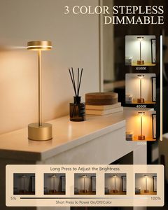 Portable <b>LED</b> Cordless Desk Lamp 2 Pack Rechargeable 5000mAh <b>Touch</b> Control Table <b>Light</b> 3 Colour Dimmable for Nightstand Home - Product Image 2