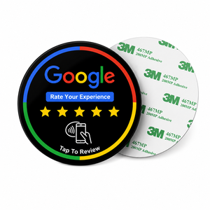 Carte de commentaires Google personnalisée en PVC autocollante, design rond, code QR, autocollant de rétroaction, carte de visite - Product Image 2