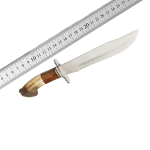 Handmade Damascus Steel Fixed Blade Straight Edge Outdoor Camping Multi-functional Utility Bowie <b>Knife</b> Natural Horn Wood OEM - Product Image 5