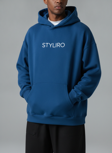 Styliro <b>Men's</b> Regular Fit <b>Pink</b> Solid <b>Hoodie</b> 100% Cotton Fleece Casual Front Logo Print Winter Wear - Product Image 2