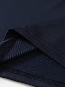 Men's Navy Blue O-Neck Short Sleeve T-Shirt Slim Fit Contrast Trim Knitted Casual Solid Color - Product Image 6