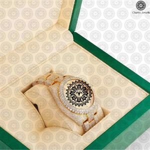 Charm Jewells Women's Yellow Gold <b>Mechanical</b> <b>Watch</b> 38mm Round Dial Sapphire Crystal Luminous Luxury Fashion Butterfly Clasp - Product Image 5