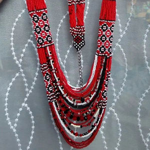 สร้อยคอลูกปัดดอกไม้บลูฟอร์เก็ตเมนอตสุดฮิต, สร้อยคอลูกปัดแบบถัก, สร้อยคอลูกปัดสไตล์โบโฮ, เครื่องประดับสไตล์ชาติพันธุ์, สร้อยคอลูกปัดดอกไม้ - Product Image 6