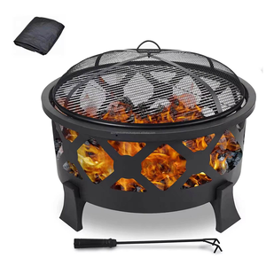 Nouveau design d'articles de jardin foyer en métal à bois foyer portable extérieur et intérieur rond en fer fini noir - Product Image 1