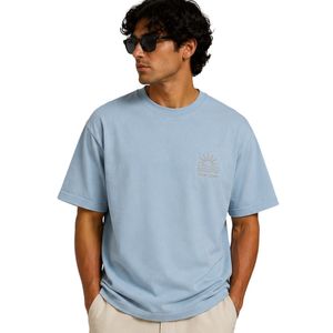 เสื้อยืดโอเวอร์ไซส์สีฟ้าอ่อนสำหรับผู้ชาย ปักโลโก้ตามสั่ง ผ้าฝ้ายพรีเมียม สตรีทแวร์ คอกลม แขนสั้น สวมใส่สบายทรงหลวม สำหรับฤดูร้อน - Product Image 1