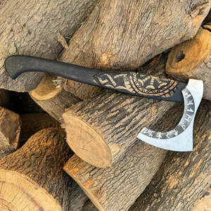 Classic Industrial Grade Viking <b>Axe</b> Inspired by Ancient Scandinavia with Decorative Head and Artisan Wood Handle - Product Image 2