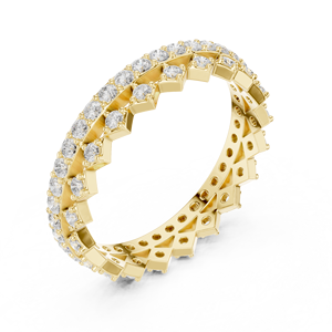 Anillo de Eternidad con Corona de Oro Amarillo para Mujer, Anillo de Boda de Cristal de Lujo, Regalo de Joyería de Moda para Aniversario - Product Image 3