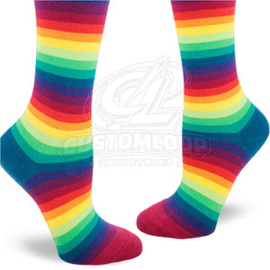 <b>Rainbow</b> Striped Knee <b>Socks</b> Men Knitted Breathable Spandex Polyester Cotton Daily Wear Spring Season Regular Style - Product Image 5