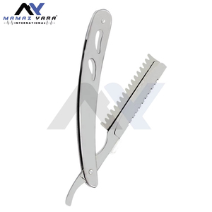 Professional Barber Straight Shaving <b>Razor</b> with Custom Color Steel Handle <b>Single</b> Edge Thinning Styling & Texturizing <b>Razor</b> Stain - Product Image 1