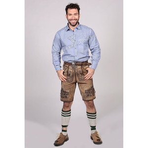 Camisa Tradicional Bávara Alemana para Hombre, Diseño Floral Primaveral Azul y Blanco, 100% Algodón, Transpirable, Ecológica, de la Mejor Calidad - Product Image 6