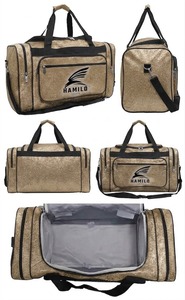 HAMILO Sports Duffle Bag <b>Red</b> <b>Glitter</b> Zipper Closure Water Resistant Square Shape Handle Carrying System - Product Image 4