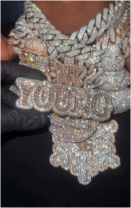 Colgante de Moissanita Personalizado Estilo Hip Hop con Diseño de Letra Inicial, Plata 925, Nombre con Incrustaciones de Moissanita VVS, Collar de Moissanita para Hombre - Product Image 3