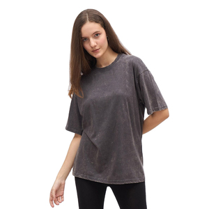 Camiseta de Algodón para Mujer con Lavado Ácido, Estilo Casual de Verano, Corte Regular, Ropa Personalizada, Proveedor de Fábrica OEM de Marca Privada, Alta Demanda - Product Image 1