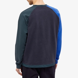 Sweat-shirt à col rond pour homme, à blocs de couleur, manches raglan, coupe classique, tricoté, décontracté, pour l'automne - Product Image 2