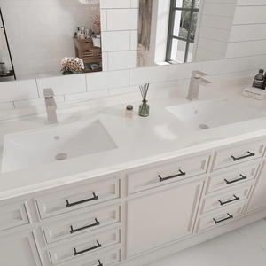 Rubinetto Monocomando Moderno per Lavabo Bagno in Ottone Massiccio, Robusto, con Foro Singolo a V, Finitura Nichel Spazzolato - Product Image 2