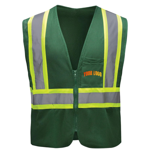 Gilet de sécurité réfléchissant vert personnalisé, logo personnalisé, ANSI Classe 3, imperméable, LED clignotante, 100% polyester, haute visibilité - Product Image 5
