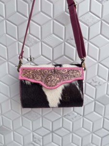 New Collection Hand <b>Tooled</b> <b>Leather</b> Sling Bag Women's Use Western Stylish Vintage Shoulder Bag Boho Hair On Hide Cross body Purse - Product Image 1
