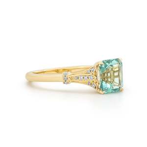 Women's Emerald Cut Topaz Engagement Ring Pave Diamond Side Classic Style Fine Jewelry - Product Image 3