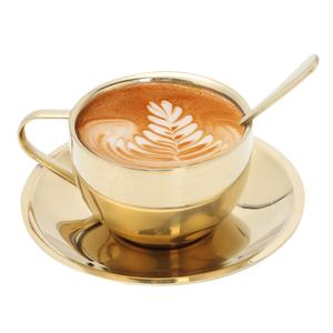 Luxury Gold Metal <b>Espresso</b> Tea <b>Cup</b> Set with Matching Saucer Plate and Spoon Royal Cappuccino Latte Americano <b>Coffee</b> Serving <b>Cup</b> - Product Image 4