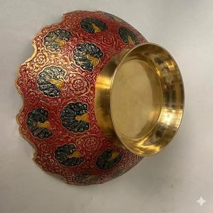 Frutero de Metal Hecho a Mano con Diseño Oriental, Esmalte de Color, Centro de Mesa Decorativo para Regalo - Product Image 5