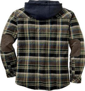 Chaqueta Casual de Hombre con Cuello Alto, Manga Larga, Botones al Frente, Forro de Sherpa y Diseño a Cuadros, en Algodón Suave para Invierno - Product Image 5