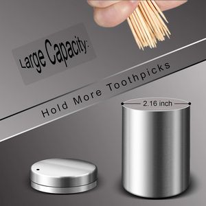 Dispenser Portastuzzolini in Acciaio Inossidabile e Bambù, Contenitore per 500 Stuzzolini Spessi - Product Image 2