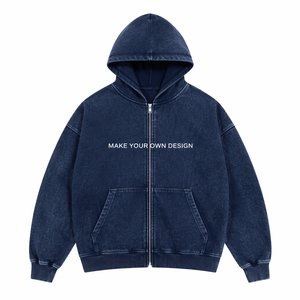 Sweat à capuche zippé surdimensionné personnalisé en molleton de coton épais avec impression en relief et broderie, style streetwear, fabricant OEM ODM marque privée - Product Image 2