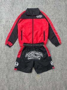 Ensemble de survêtement décontracté pour homme Money Mafia, imperméable, couleur unie, veste zippée à manches longues, short à cordon de serrage, respirant - Product Image 6