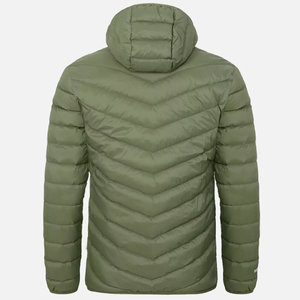 Veste matelassée à capuche pour homme, couleur vert olive, longue, rembourrée de duvet, coupe-vent, manteau d'hiver décontracté, coupe régulière, fermeture éclair - Product Image 2