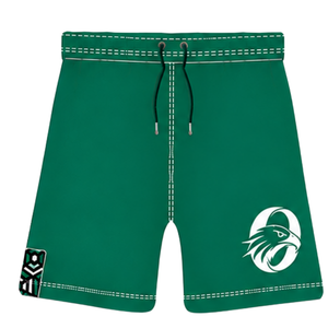 Pantalones Cortos de Rugby Verde Esmeralda y Blancos con Cordón Ajustable, Cintura Elástica, Ribete en Contraste, Personalizables, Transpirables, para Entrenamiento Deportivo y Equipos - Product Image 1